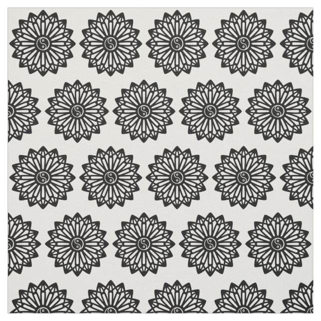 Yin Yang Gewebe - Schwarzes, weiß Stoff (Muster)