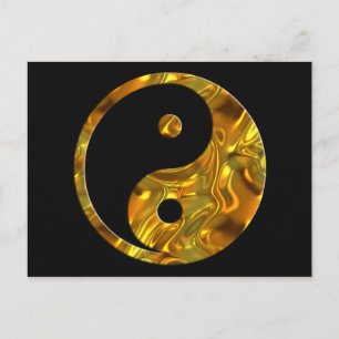 Yin & Yang GOLD schwarz Postkarte
