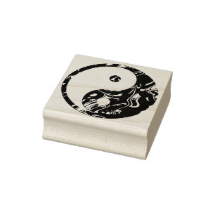 Yin & Yang goldenen Wellen + Ihre Ideen Gummistempel