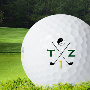 yin yang golfer . initialisiert personalisiert golfball