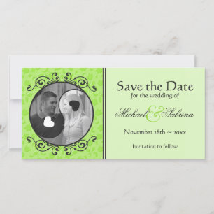 Yin & Yang Green Floral Save the Date Foto Card