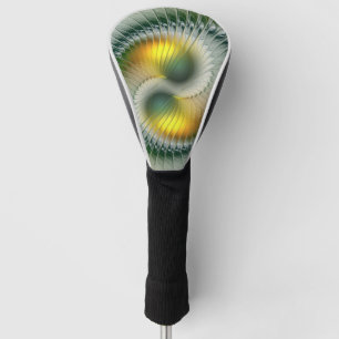Yin Yang Green Gold Abstrakte Farben Fraktal Kunst Golf Headcover