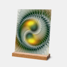 Yin Yang Green Yellow Abstraktes farbiges Fraktal