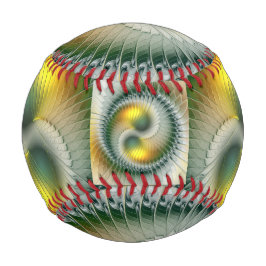 Yin Yang Green Yellow Abstraktes farbiges Fraktal Baseball