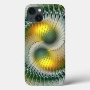 Yin Yang Green Yellow Abstraktes farbiges Fraktal Case-Mate iPhone Hülle