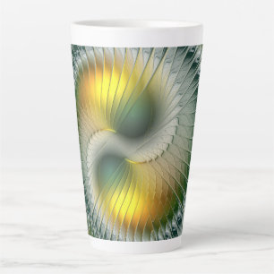 Yin Yang Green Yellow Abstraktes farbiges Fraktal Milchtasse