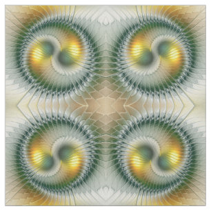 Yin Yang Green Yellow Abstraktes farbiges Fraktal Stoff