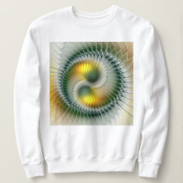 Yin Yang Green Yellow Abstraktes farbiges Fraktal Sweatshirt