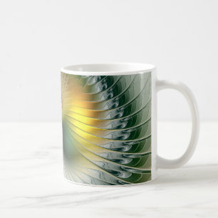 Yin Yang Grün Gelb Abstrakt Farbige Fraktal Tasse