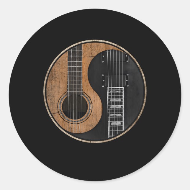 Yin Yang Guitar Runder Aufkleber (Vorderseite)