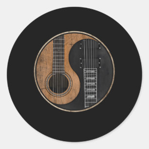 Yin Yang Guitar Runder Aufkleber