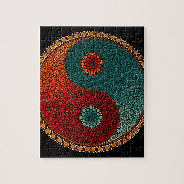 Yin Yang handgemalte Mandala Puzzle (Vertikal)