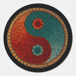 Yin Yang handgemalte Mandala Runder Aufkleber