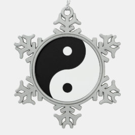 Yin Yang Harmonie Schneeflocken Zinn-Ornament