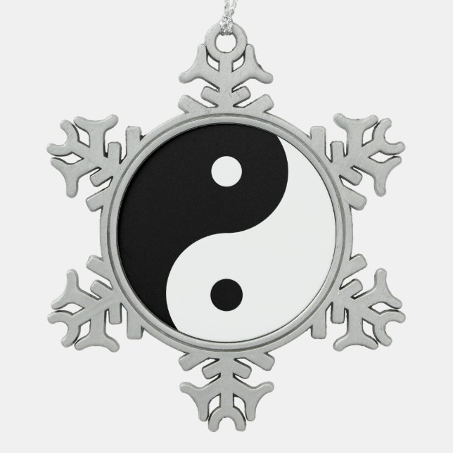 Yin Yang Harmonie Schneeflocken Zinn-Ornament (Vorderseite)
