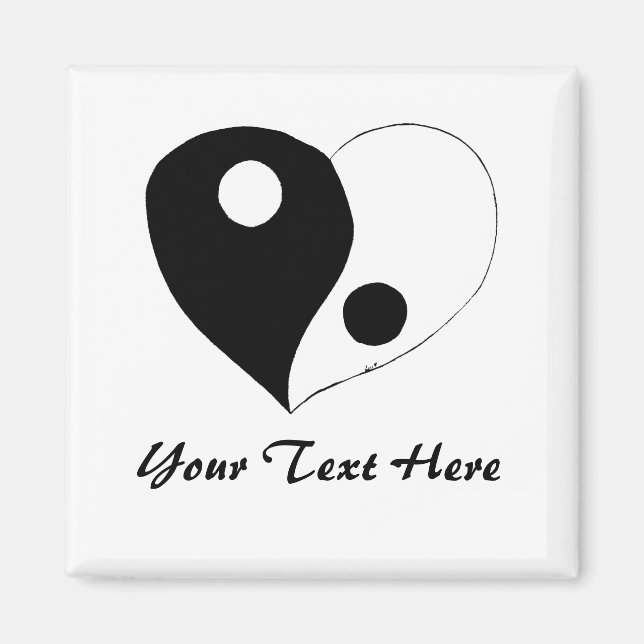 Yin Yang Heart (B/W) Magnet (Vorne)
