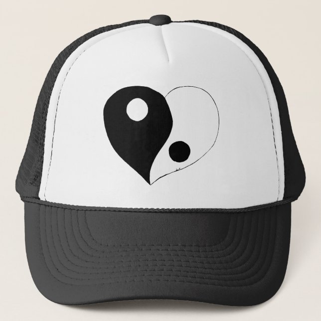 Yin Yang Heart (B/W) Truckerkappe (Vorderseite)