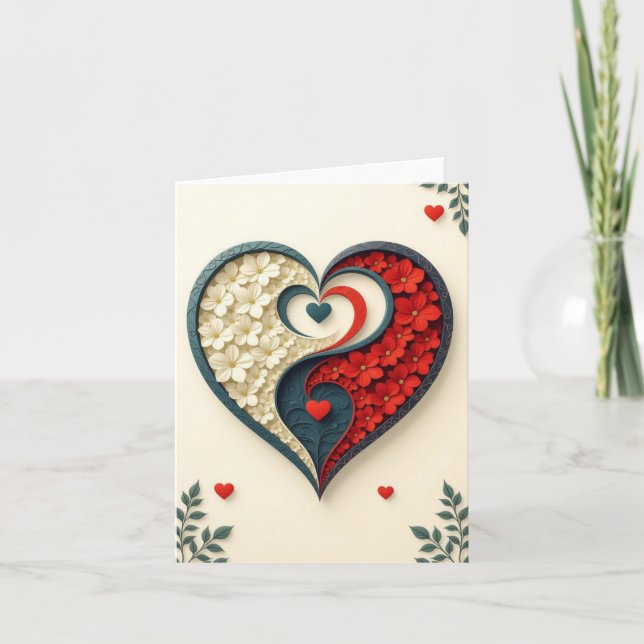 Yin-Yang Heart Liebe Romantic Card Dankeskarte (Vorderseite)