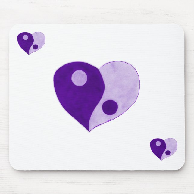 Yin Yang Heart (Lila/Lilac) Mousepad (Vorne)