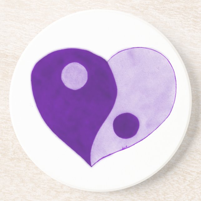 Yin Yang Heart (Lila/Lilac) Untersetzer (Vorne)