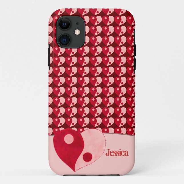 Yin Yang Heart (Rot/Rosa) Case-Mate iPhone Hülle (Rückseite)