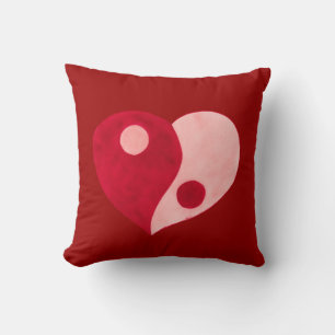 Yin Yang Heart (Rot/Rosa) Kissen