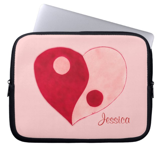 Yin Yang Heart (Rot/Rosa) Laptopschutzhülle (Vorderseite)