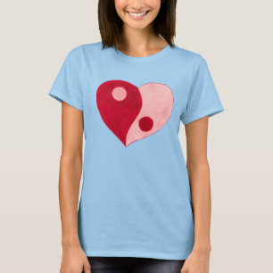 Yin Yang Heart (Rot/Rosa) T-Shirt