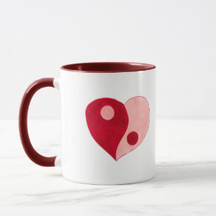 Yin Yang Heart (Rot/Rosa) Tasse