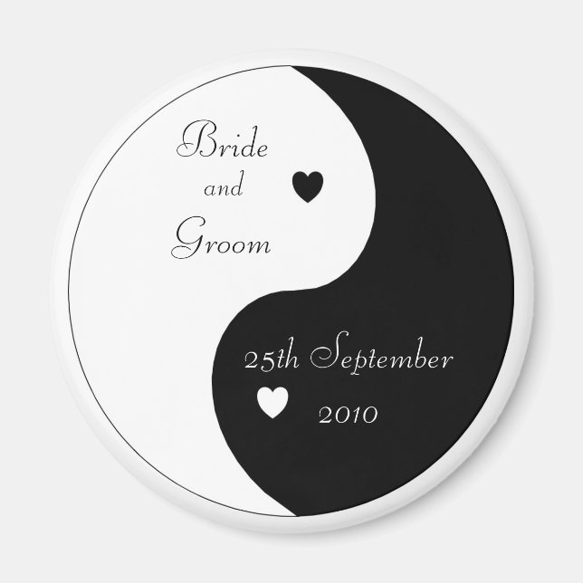 Yin Yang Heart Save the Date Wedding Magnet (Vorne)