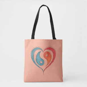 Yin Yang Heart Tote Bag - Personalisiert