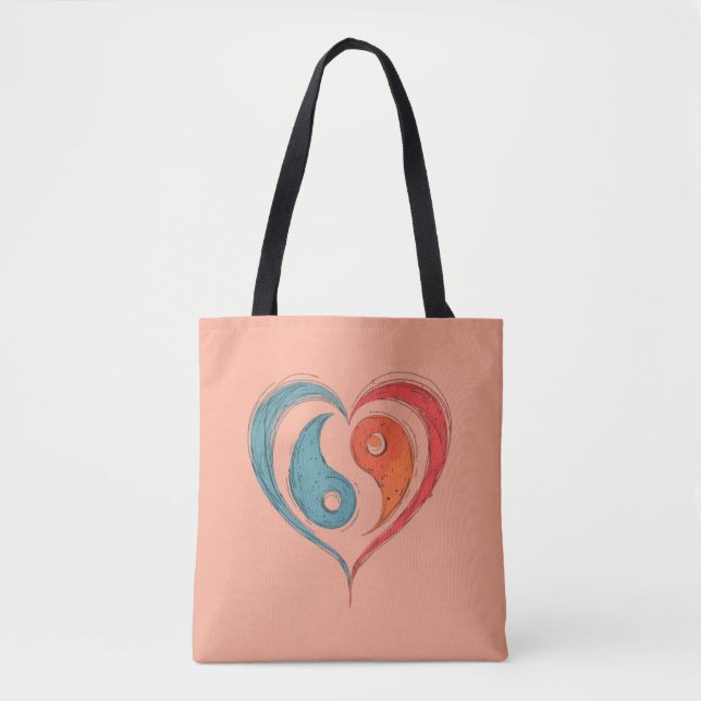 Yin Yang Heart Tote Bag - Personalisiert (Vorderseite)