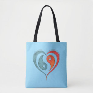 Yin Yang Heart Tote Bag - Personalisiert