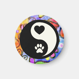 Yin Yang Heart und Paw Magnet