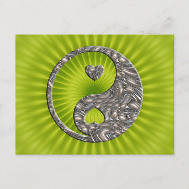 Yin & Yang / Hearts SILVER Postkarte (Vorderseite)