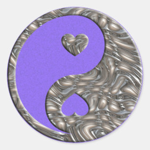Yin & Yang / Hearts SILVER SPRITZER Runder Aufkleber