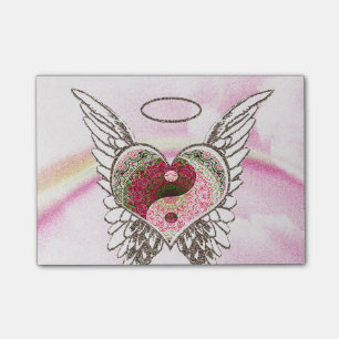 Yin Yang Herz-Engel Wings Aquarell Post-it Klebezettel