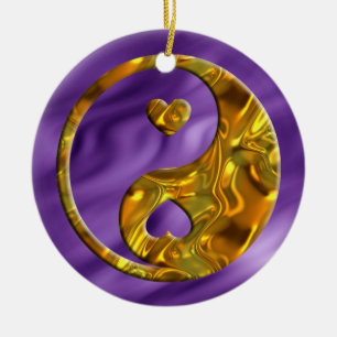 Yin & Yang / Herz Gold Lippenwellen Keramikornament