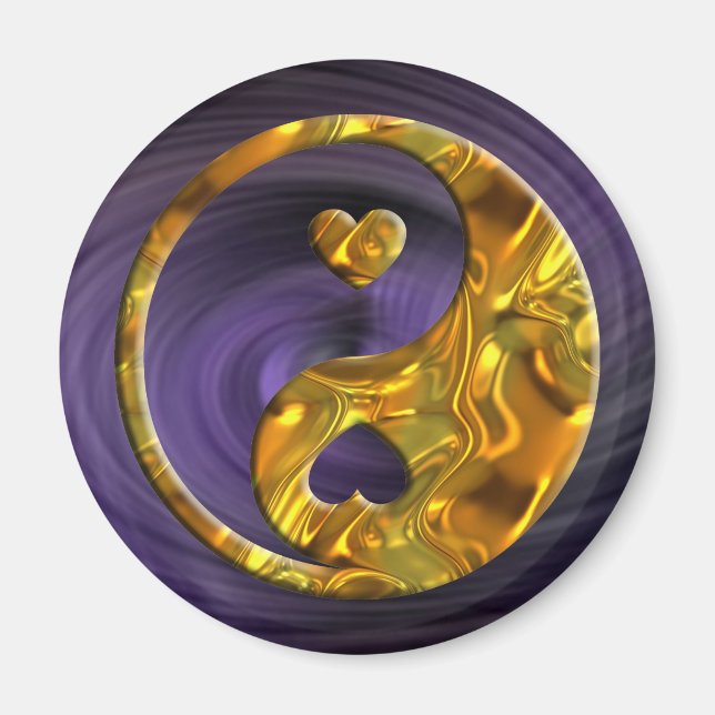 Yin & Yang / Herz Gold Magnet (Vorne)
