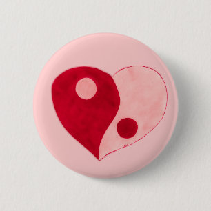 Yin Yang Herz (Rot/Rosa) Button