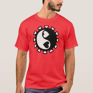 YIN YANG HERZEN SCHWARZES U. WEISS T-Shirt