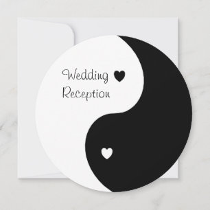 Yin Yang Hochzeitsempfang Schwarz-Weiß-Herzen Einladung