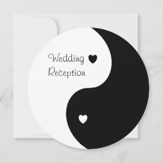 Yin Yang Hochzeitsempfang Schwarz-Weiß-Herzen Einladung