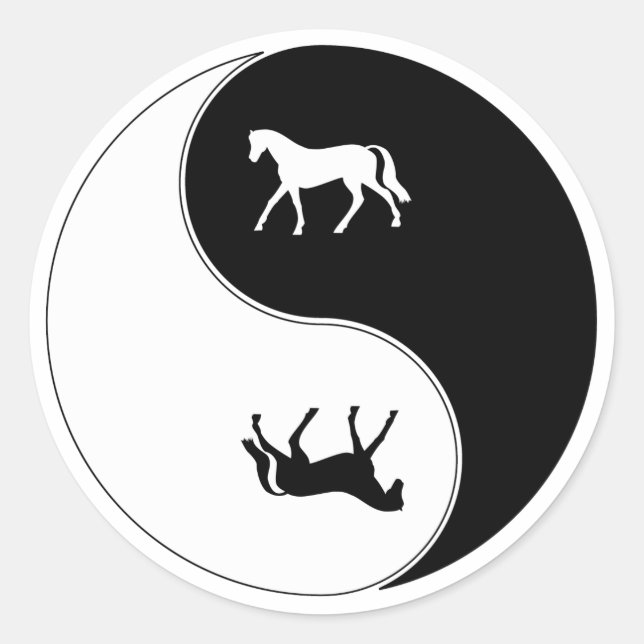 Yin Yang Horse Runder Aufkleber (Vorderseite)