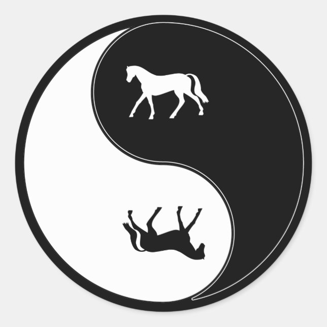 Yin Yang Horse Runder Aufkleber (Vorderseite)