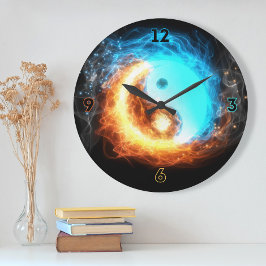 Yin Yang Ice and Fire heiligen Symbol Wanduhr