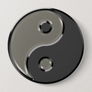 Yin Yang in 2 Shades of Gray Button