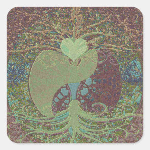 Yin Yang in Brown Quadratischer Aufkleber