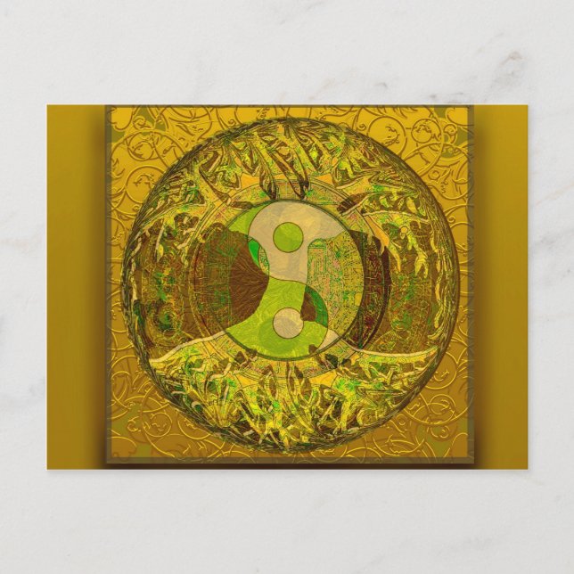 Yin Yang in Golden Colors Postkarte (Vorderseite)