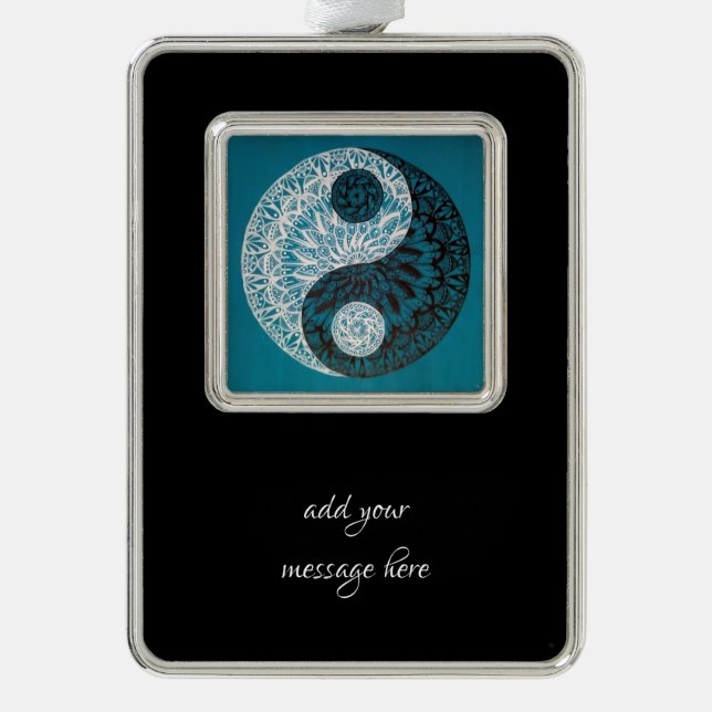 Yin Yang Inset Rahmen-Ornament Silber (Vorderseite)